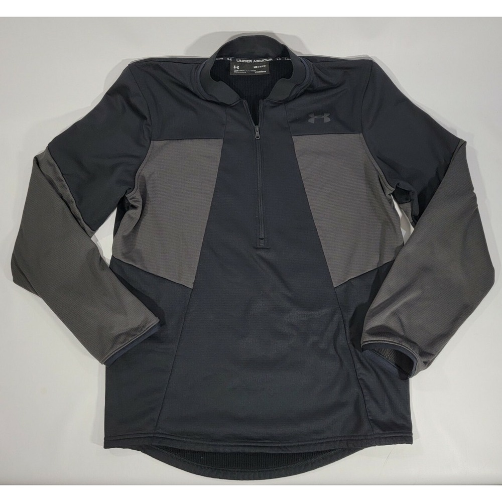 Under Armour Adult Mens Half Zip Pullover Jacket‎ Windbreaker Black Gray Sz M